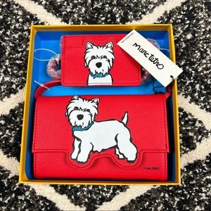 Marc Tetro red Westie crossbody wallet cc set